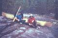 Resting on a portage - the trail to Obukowin Lake