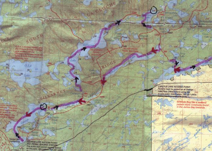 Map of Killarney Provincial Park