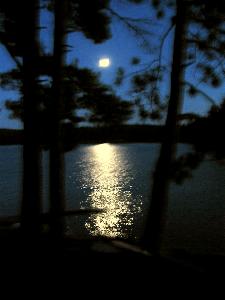 Full moon and reflection on Johnnie Lake - Killarney Provincial Park