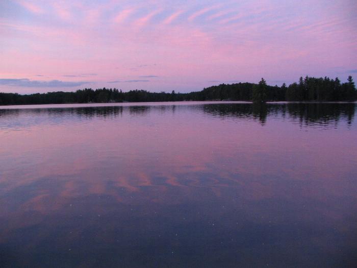 Sunset reflections on David Lake - Killarney Provincial Park