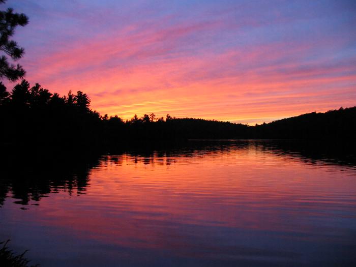 Sunset reflections on David Lake - Killarney Provincial Park