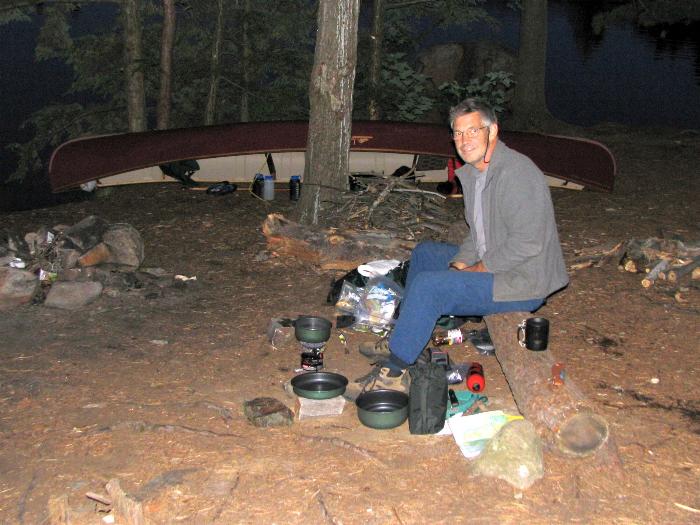 Wayne preparing breakfast - Killarney Provincial Park