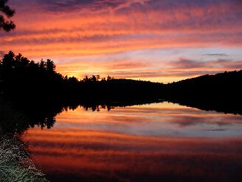 Sunset reflections on David Lake - Killarney Provincial Park