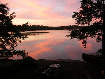 Sunset reflections on David Lake - Killarney Provincial Park