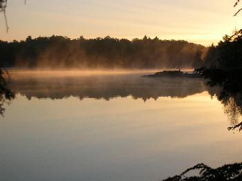 Sunrise and mist on David Lake