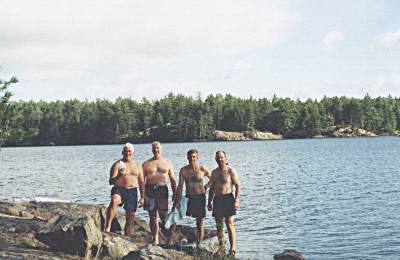 Norm H, Norm R, Wayne and John - Helen Lake