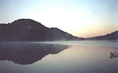 Morning mist on the west shore of Grace Lake