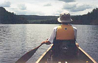 Geri paddling on Stratton Lake - Algonquin Park